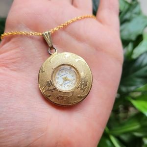 Vintage Swiss Lucerne Gold Watch Necklace or Pocket Watch